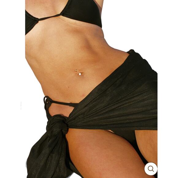 NWT Yolanda Swim Black‎ Carbon Linen Sarong - Picture 4 of 8